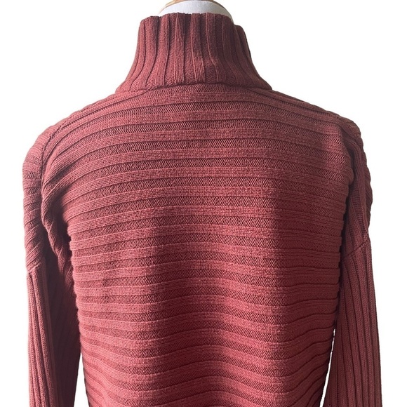 Bryn Walker Copper Brown Ribbed Zip Sweater Small - Picture 5 of 9